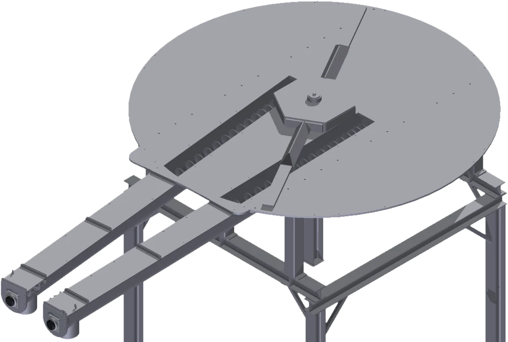 3D-Modell eines Austragsrotors mit zwei Schnecken